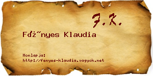 Fényes Klaudia névjegykártya